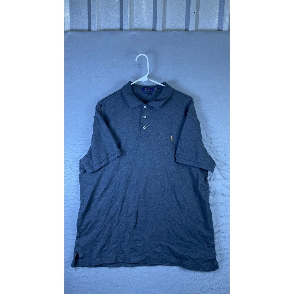 Polo Ralph Lauren Polo Shirt Mens XL Gray Excellent Custom Slim Fit Short Sleeve